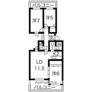 サントアリオデ恵み野【207号室】の間取り