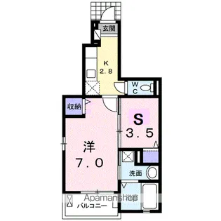 クレインW【104号室】の間取り