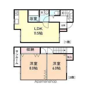 アモーレ本町A棟【1号室】の間取り