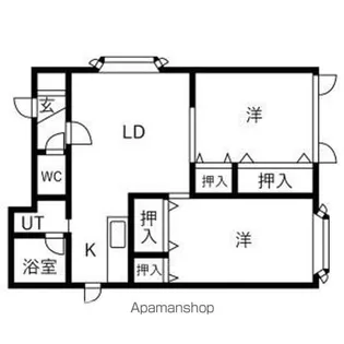 長橋コーポF棟【1階】の間取り