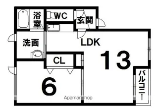 コーポハッピーリバーⅡ【203号室】の間取り