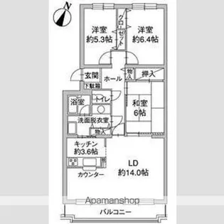 パーク・ノヴァひばりが丘南【307号室】の間取り