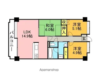 エンゼルマリナコート姪浜参番館【4階】の間取り
