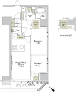 ザ・パークハビオ江古田【11階】の間取り