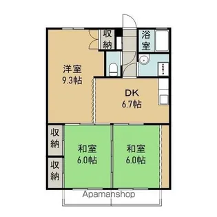 オーシャン東谷山【203号室】の間取り