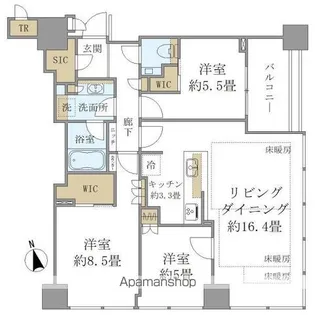 白金ザ・スカイ東棟【19階】の間取り