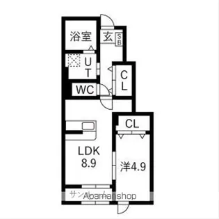 ヴィルヌーヴⅢ【102号室】の間取り