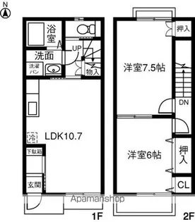 愛知県一宮市今伊勢町馬寄字上町屋【テラスハウス】の間取り