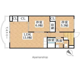 愛知県丹羽郡扶桑町大字斎藤字北山【マンション】の間取り