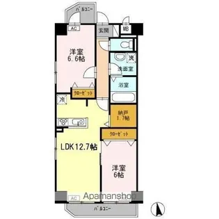 ハピネス車道【2階】の間取り