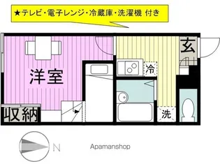 レオパレスわかみや2番館【106号室】の間取り