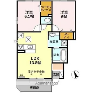 セジュール鷹匠【1階】の間取り
