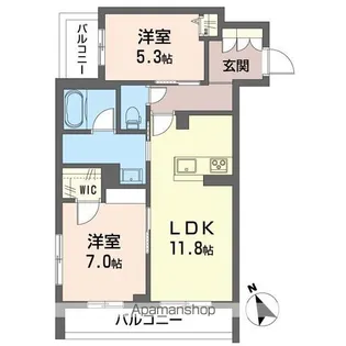 シャーメゾンハレムサシノ マーリエ【202号室】の間取り