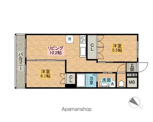 クレシア曙【102号室】の間取り