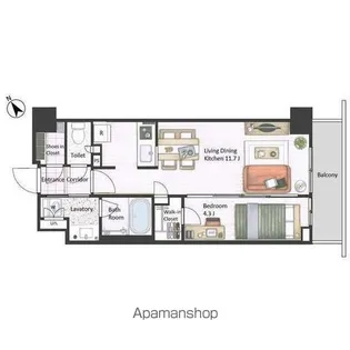 市谷台町坂フロント【8階】の間取り