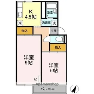 コーポ三谷原【2階】の間取り