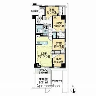 オープンレジデンシア北綾瀬プレイス【1階】の間取り