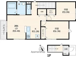 ルミエール光Ⅱ【201号室号室】の間取り