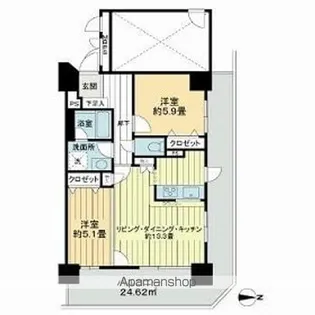 ライオンズタワー仙台長町【7階】の間取り
