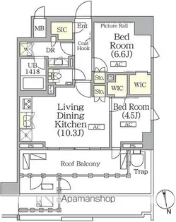 ザ・パークハビオ神楽坂レジデンスSOUTH【10階】の間取り