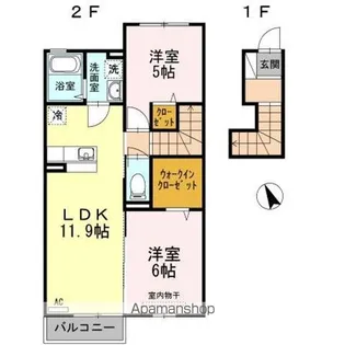 クレスタ【B202号室】の間取り