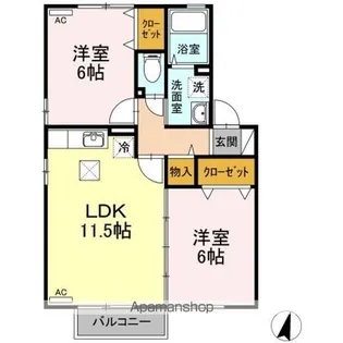 ウィルモア 花楯【1階】の間取り