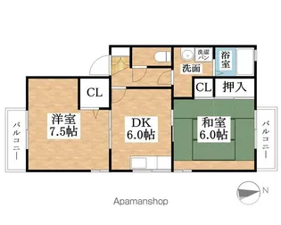 ヴィルヌーブ【2階】の間取り