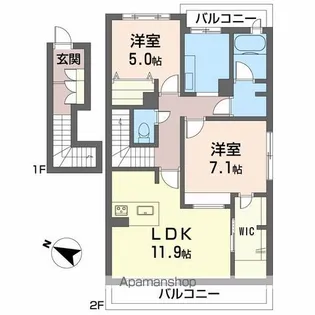 シャーメゾンガーデン松茂 C棟【2階】の間取り