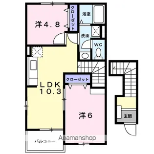 セイバリー・ガーデンB【2階】の間取り