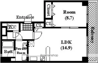 東京都目黒区大橋2丁目【マンション】の間取り