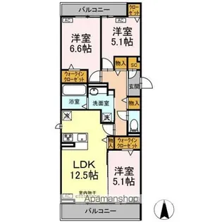 セレスティア又穂【3階】の間取り