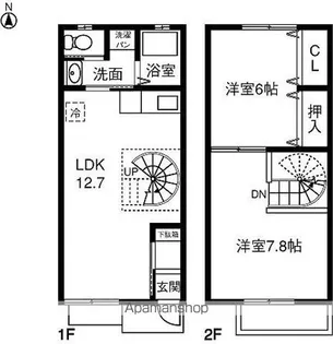 滋賀県愛知郡愛荘町豊満【テラスハウス】の間取り
