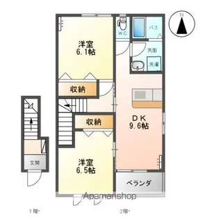 フォレスト鹿妻Ⅱ【202号室】の間取り
