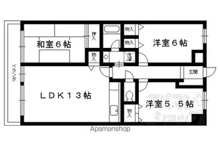 アドミラブール長岡京【305号室】の間取り