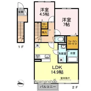 フォンテーヌ金倉 C棟【2階】の間取り