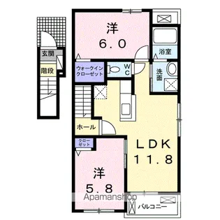 カルム・グラース Ⅰ【2階】の間取り