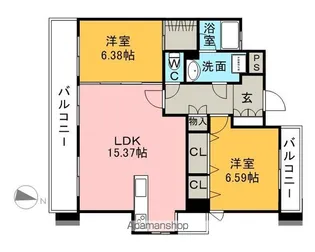 パラシオン西新【1階】の間取り