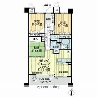 ライオンズ東山レジデンス【502号室】の間取り