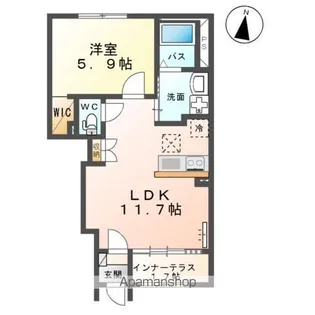 リバレイン南川【1階】の間取り