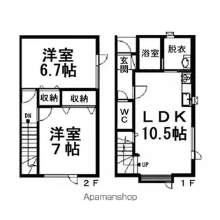 ファミールとん田西A【2階】の間取り