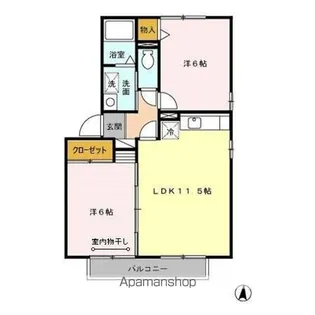 2LDKの間取り画像