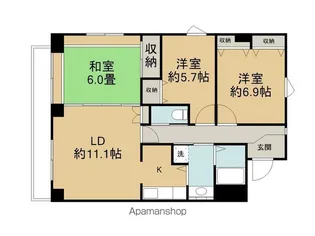 免震 メイヤーズ西町【701号室】の間取り