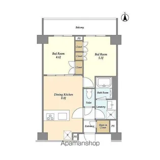 ディームス横濱神之木台【3階】の間取り