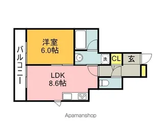 グランデ大黒【104号室】の間取り