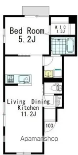 アリアーテ三軒茶屋【103号室】の間取り