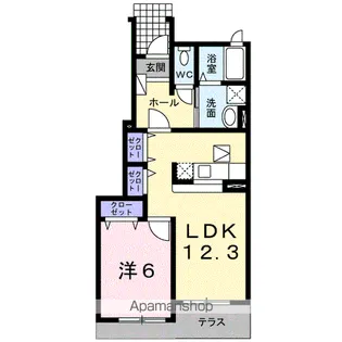 ルーナクレシェンテ【1階】の間取り