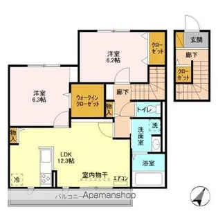 WEST COURT 楓【2階】の間取り