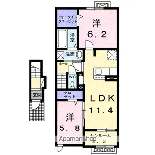 ラパン町村 Ⅱ【2階】の間取り