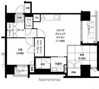 レジディア西新【5階】の間取り