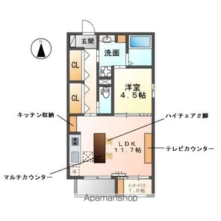 トウリ ルームズ【1階】の間取り